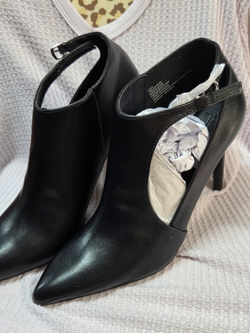 jf j.ferrar Black Pointed Stiletto Cutout Ankle Heels